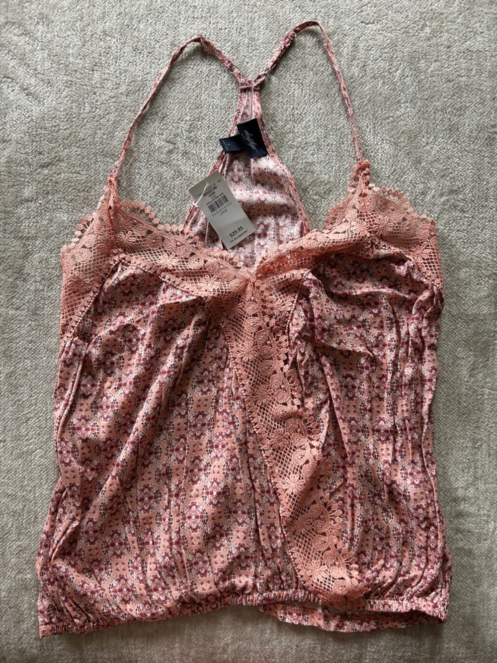 Pink Floral Lace-Trim Racerback Cami - Picture 2 of 4